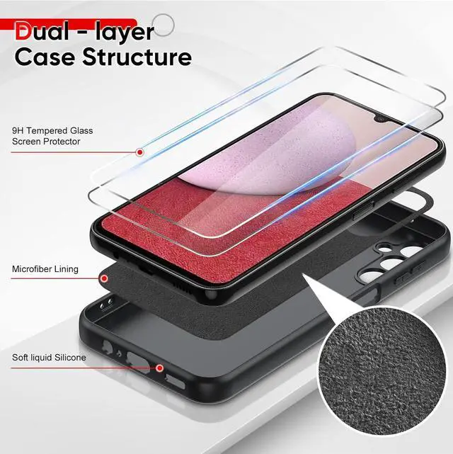 Alt view image 3 of 7 - LeYi for Samsung Galaxy A14 5G Phone Case: Samsung Galaxy A14 5G Case with 2 PCS Tempered Glass Screen Protector, Slim & Anti-Scratch, Liquid Silicone Shockproof Cover for Samsung A14 5G Case (Black)