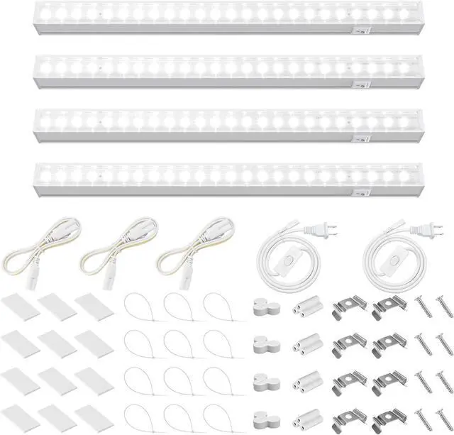 Main image of Barrina Grow Lights for Indoor Plants, 5000K White Full Spectrum Grow Light, 1ft Plant Growing Lamp, T5 Grow Light Strip, Plug and Play, 4-Pack