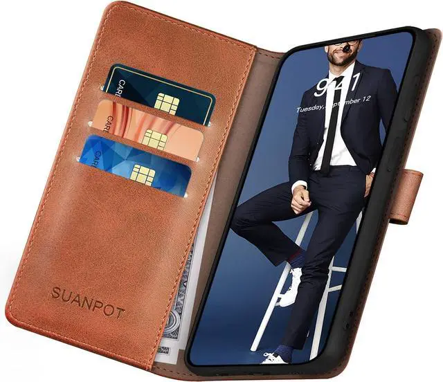Alt view image 2 of 3 - SUANPOT for Samsung Galaxy S24 5G Wallet case with RFID Blocking Credit Card Holder,Flip Book PU Leather Protective Cover Women Men for Samsung S24 Phone case Light Brown