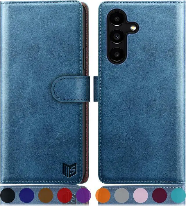 Main image of SUANPOT for Samsung Galaxy S24 5G Wallet case with RFID Blocking Credit Card Holder,Flip Book PU Leather Protective Cover Women Men for Samsung S24 Phone case Sky Blue