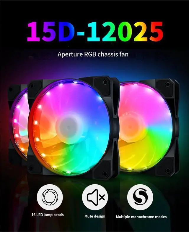 Alt view image 2 of 7 - ARGB Series Case Fans 120mm Quiet Edition High Airflow Adjustable Colorful PC Case CPU Computer Cooling with Coolers, Radiators System (3pcs)