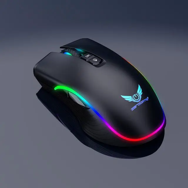 Alt view image 3 of 14 - Wireless Mouse,Ergonomic Hand Grips,4800 DPI,TYPE-C Fast charge,7 Buttons,Fast-Charging,10 millons buttons life,RGB Gamer Desk Laptop PC Gaming Mouse