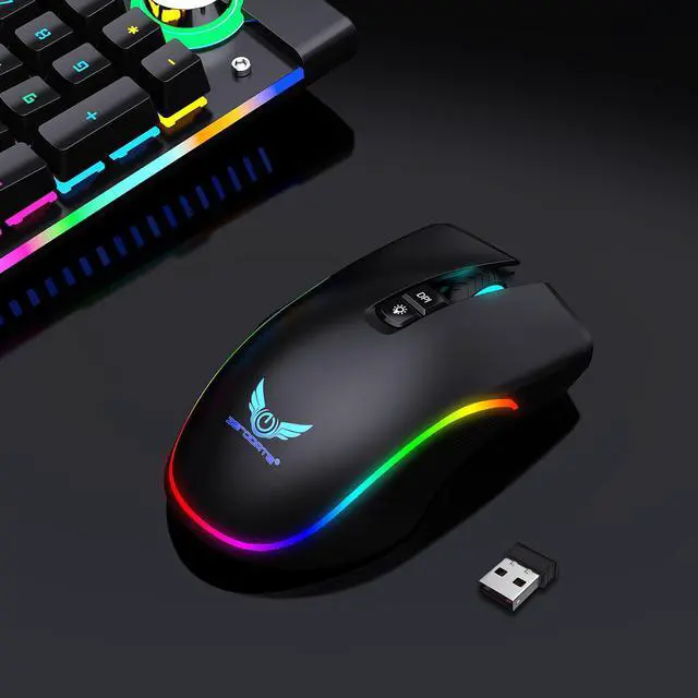 Alt view image 7 of 14 - Wireless Mouse,Ergonomic Hand Grips,4800 DPI,TYPE-C Fast charge,7 Buttons,Fast-Charging,10 millons buttons life,RGB Gamer Desk Laptop PC Gaming Mouse