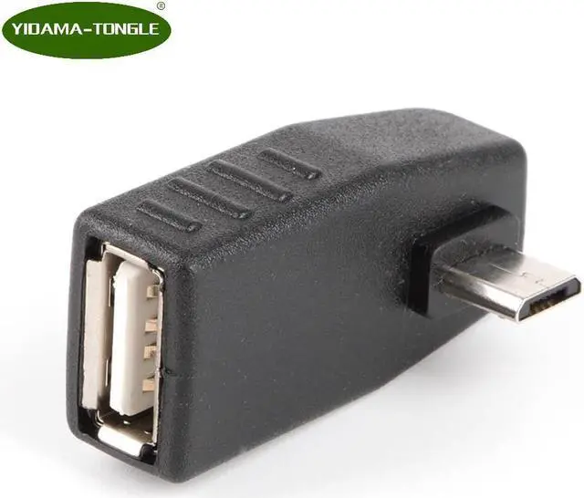 Main image of 90 degree USB 2.0 A female to micro USB 5 pin male Side right angled Adapter Connector Host OTG Extend Converter