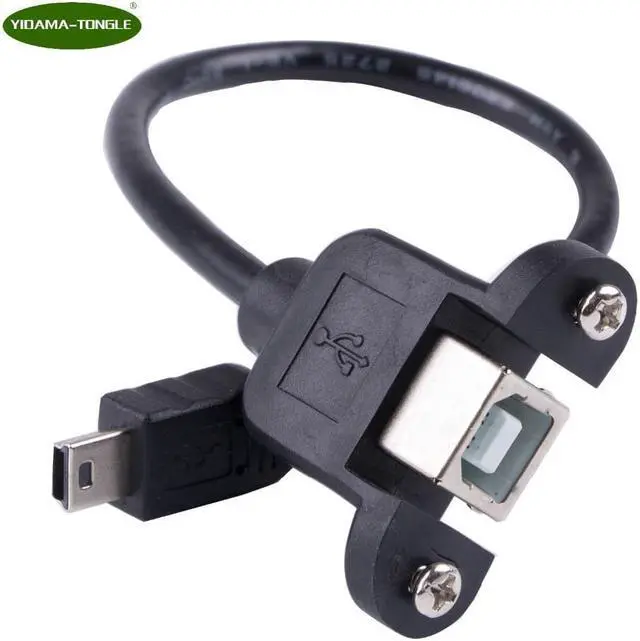 Main image of Mini USB 5Pin Mini-USB A male to USB 2.0 Type B Female Adapter Connector Panel Mount Printer Cable 30cm With M3 Nuts Top Quality