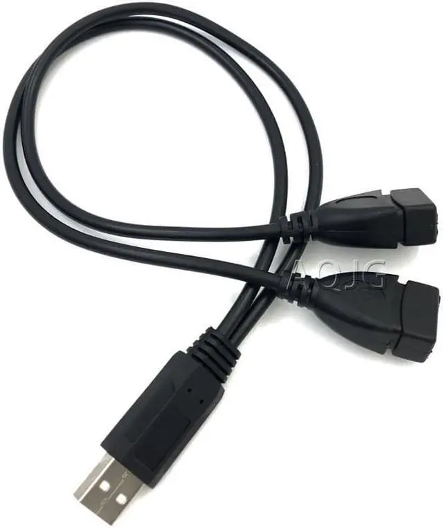 Main image of 1PC USB 2.0 A 1 male to 2 Dual USB Female Data Hub Power Adapter Y Splitter USB Charging Power Cable Cord Extension Cable 39CM