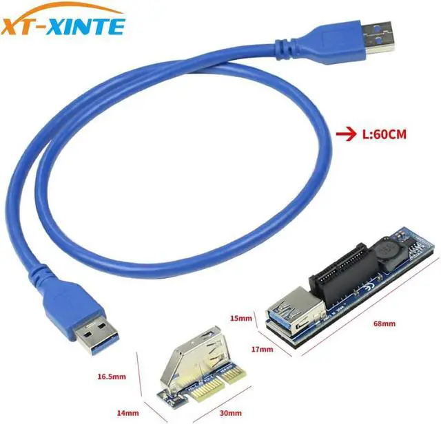 Main image of PCI-E 1X to X1 Extender Adapter USB 3.0 Cable SATA Power PCI Express Extender for PC Motherboard PCIE X1 Slot Riser Add On Card