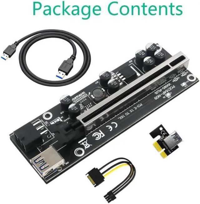 Main image of Version 009S Plus PCIE Riser 1x to 16x Graphic Extension Card with 6P to SATA Cable PCI-E 1x 4x 8x 16x Riser Adapter Card