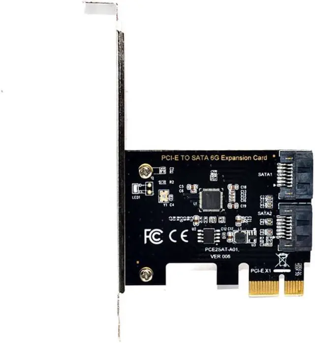 Main image of 6Gbps PCI-E 1x to SATA3.0 2 Port Riser PCIe Adapter Card PCI-E3.0 Expansion Converter Extender Board Controller Card for BTC