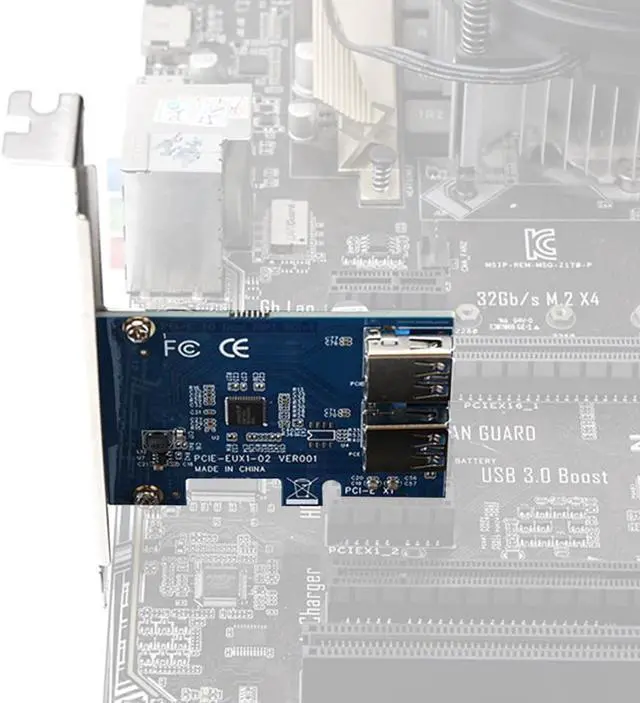 Main image of 2in1 PCI-E Expansion Card 2 Ports USB3.0 HUB Controller Adapter Riser Cards PCI Express Card for Mining Device