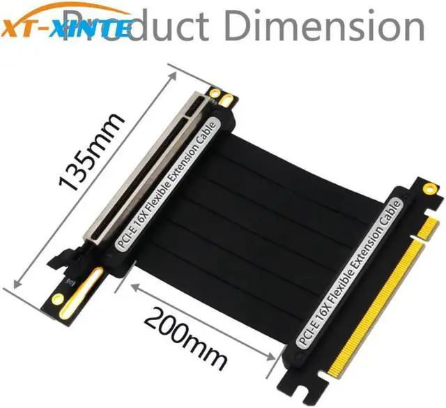 Main image of XT-XINTE PCIe 3.0 x16 PCI Express Riser Extender Cable Flexible High Speed 90 Degree GUP Riser Cable with LED for Graphics Card