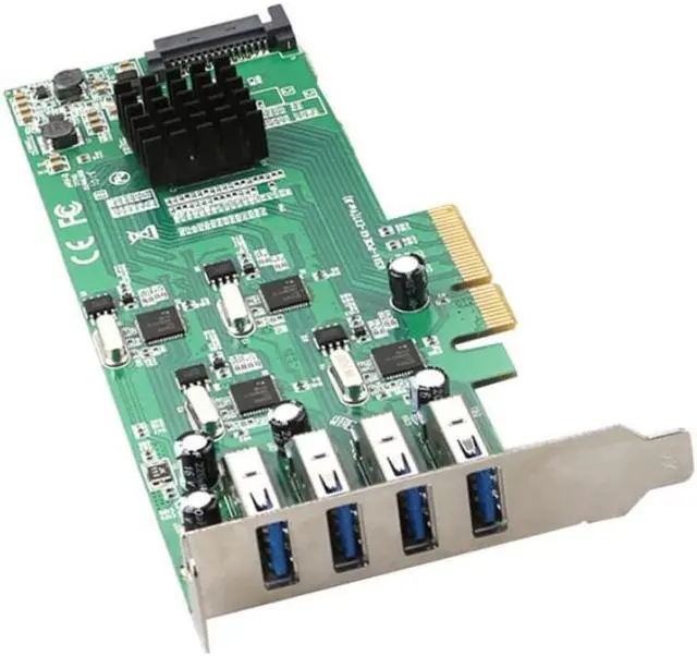 Main image of TXB097 PCI Express 1x to 4xUSB3.0 Adapter Card Independent 4 Channel USB 3.0 Ports SATA 15pin Riser Card Expansion Card