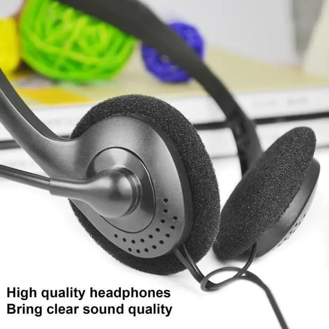 Alt view image 3 of 3 - Practical Wired Headset Easy to Wear HD-compatible Sound 3.5MM Wired Over Ear Stereo Headset with Mic