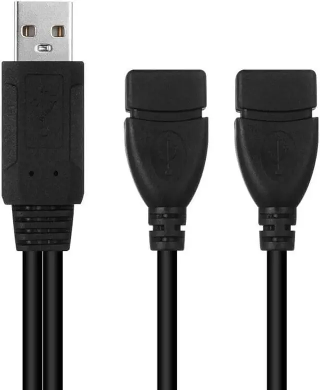 Alt view image 3 of 3 - 2Pcs USB 2.0 A Male to 2 Female Y Splitter Power Cord Adapter Extension Cables