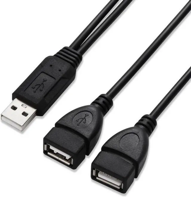 Alt view image 2 of 3 - 2Pcs USB 2.0 A Male to 2 Female Y Splitter Power Cord Adapter Extension Cables