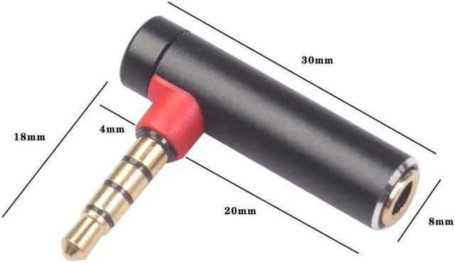 Alt view image 2 of 3 - 3.5mm Audio Stereo Adapter 90 Degree 3 Pole Right Angle Female To Male 4 Pole Plug L Shaped AUX Headphone Jack Converter