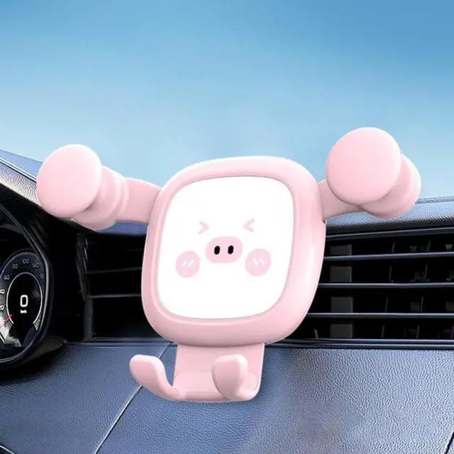 Alt view image 2 of 3 - Funny Car Phone Stand Stable One-hand Operation Lightweight Car Pig Shape Mobile Phone Gravity Stand