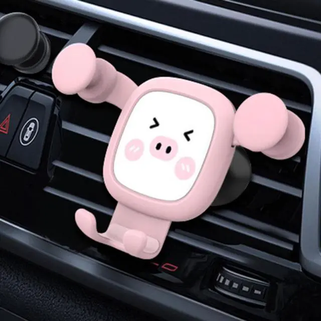 Alt view image 3 of 3 - Funny Car Phone Stand Stable One-hand Operation Lightweight Car Pig Shape Mobile Phone Gravity Stand