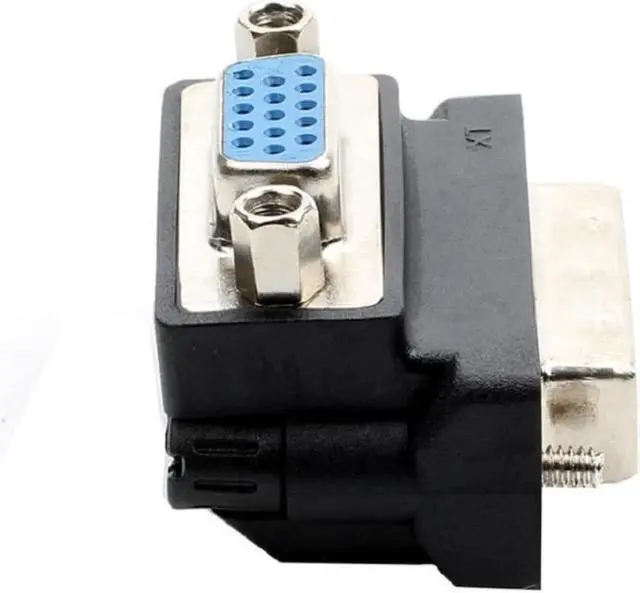 Alt view image 2 of 3 - Black Nickel Plated DVI To VGA Adapter DVI-I 24+5 Pin Male To VGA 15 Pin Female 90 Degree Convertor Adapter