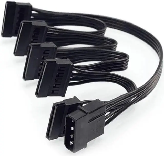 Main image of 4Pin 1 to 5 IDE SATA 15Pin Hard Drive Power Supply Splitter Cable Cord for PC