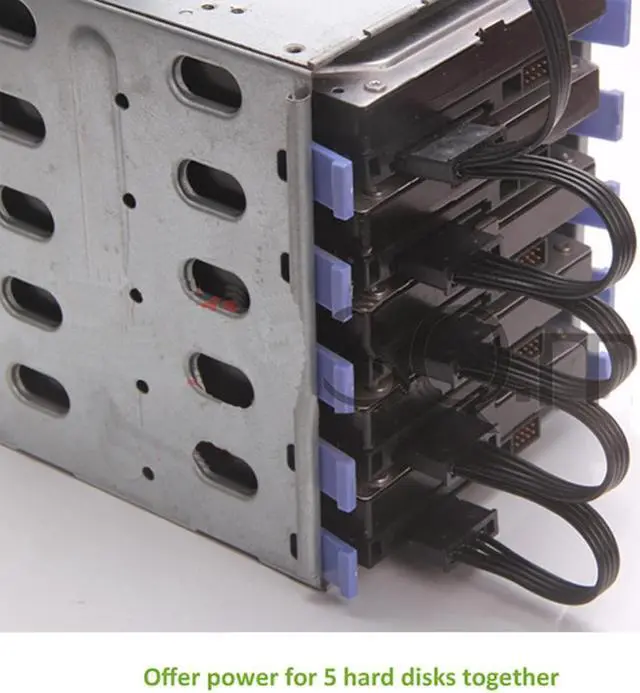 Alt view image 3 of 3 - 4Pin 1 to 5 IDE SATA 15Pin Hard Drive Power Supply Splitter Cable Cord for PC
