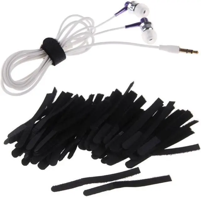 Alt view image 3 of 3 - 100Pcs Reusable Nylon Hook Loop Earphone Cable Cord Ties Tidy Straps Organizer Headphone Cable Accessories
