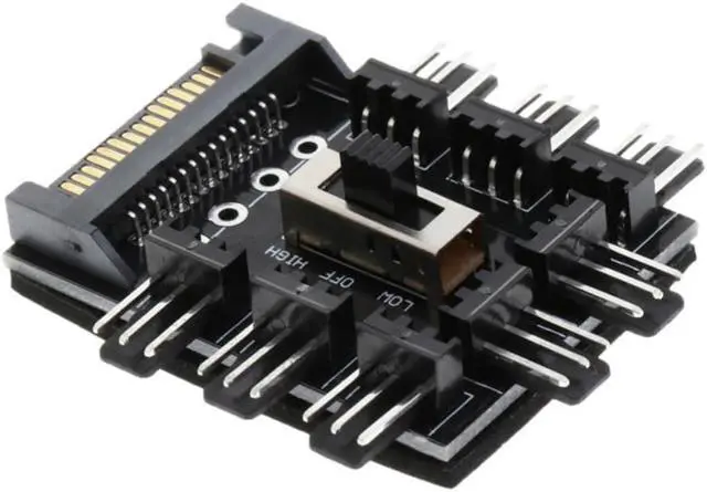 Main image of 1PC 1 To 8 Channel Hub 12V Support SATA Power Supply Splitter Adapter PC Fan With LED