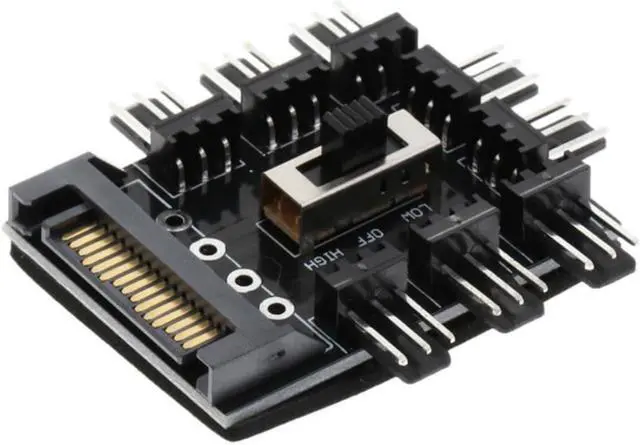 Alt view image 2 of 3 - 1PC 1 To 8 Channel Hub 12V Support SATA Power Supply Splitter Adapter PC Fan With LED