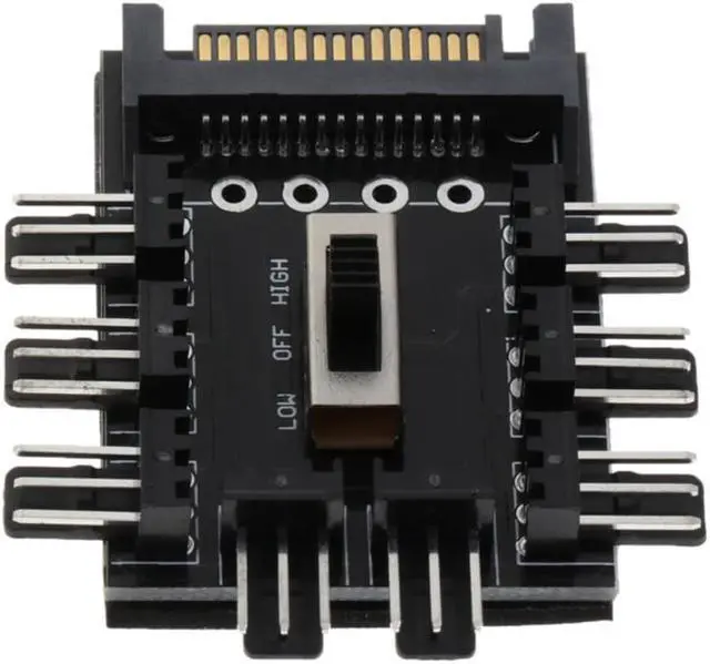 Alt view image 3 of 3 - 1PC 1 To 8 Channel Hub 12V Support SATA Power Supply Splitter Adapter PC Fan With LED