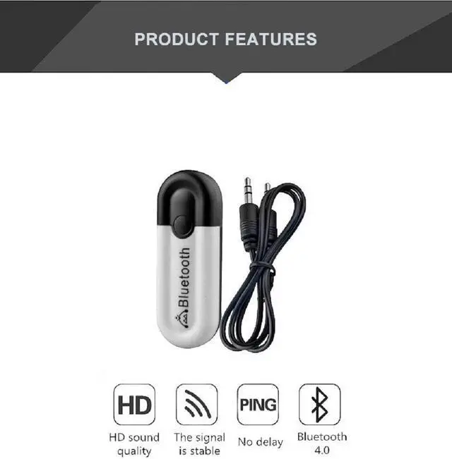 Alt view image 3 of 3 - Wireless Audio Transmitter Receiver 2 In 1 Adapter with 3.5mm Cable for Car TV Earphone Speaker Aux Bluetooth-compatible 5.0
