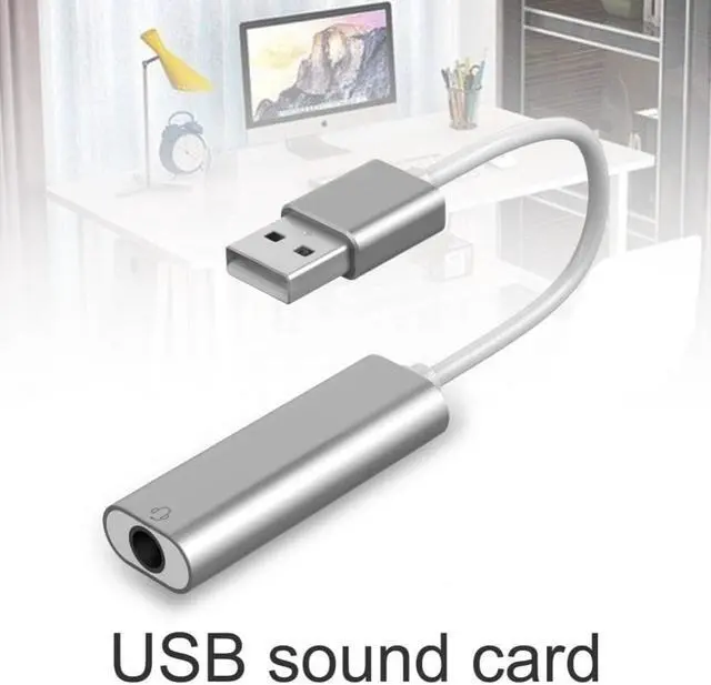 Alt view image 3 of 3 - USB Aluminum Alloy Computer Sound Card 2 in 1 Plug Play Portable External 7.1 Channel USB Sound Card for Computer Laptopa