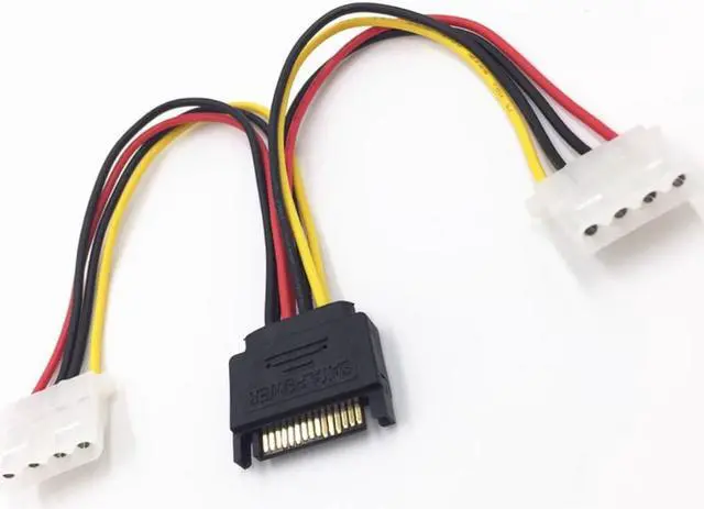 Alt view image 2 of 3 - SATA Revolution To IDE Power Cord SATA15pin Male Head One Point Two Serial Port To Dual 4pin Female Sata To IDE