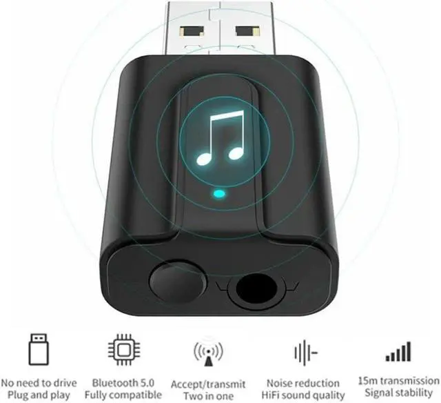 Alt view image 3 of 3 - 3.5mm Bluetooth Receiver AUX USB Wireless Bluetooth 5.0 Transmitter Receiver Audio Music Adapter For TV Computer Car