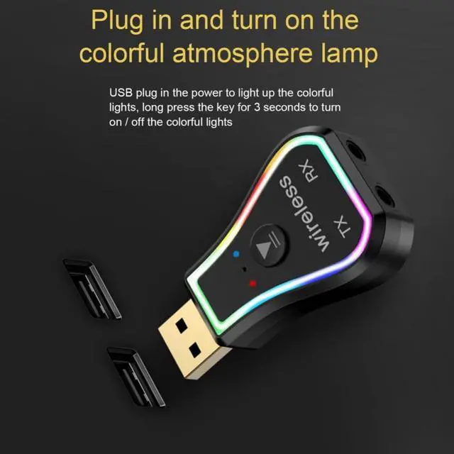 Alt view image 2 of 3 - M11 Wireless Adapter 3-in-1 Bluetooth 5.0 Mini 3.5mm/USB Transmitter Receiver for Car Audio computer mobile phone