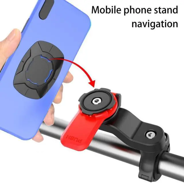 Alt view image 2 of 3 - 1 Set Simple Bike Phone Holder Sturdy Universal Black Stable Shockproof Rotating Phone Holder