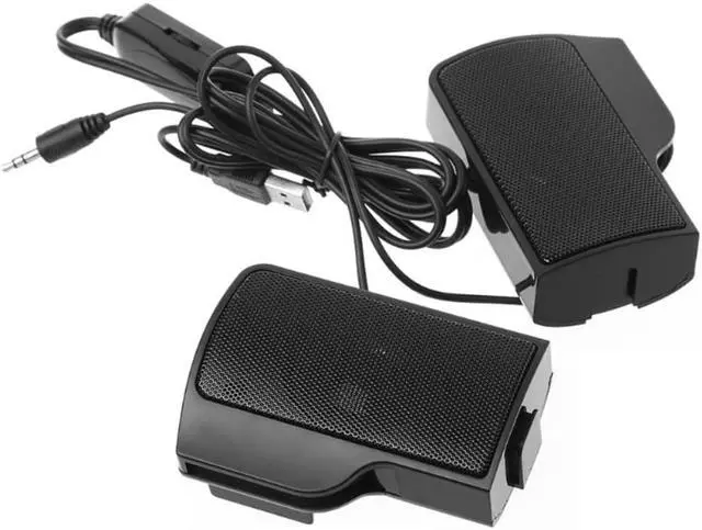 Alt view image 2 of 3 - 1 Pair Mini USB Powered Line Control Stereo Clip-On Speaker For Notebook Laptop