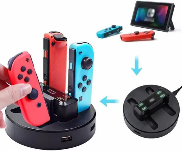 Alt view image 2 of 3 - 4 Ports 2 Interfaces Game Console Fast Charging Station Dock Handle Seat Charger Charging Dock For Nintendo Switch Joy-con