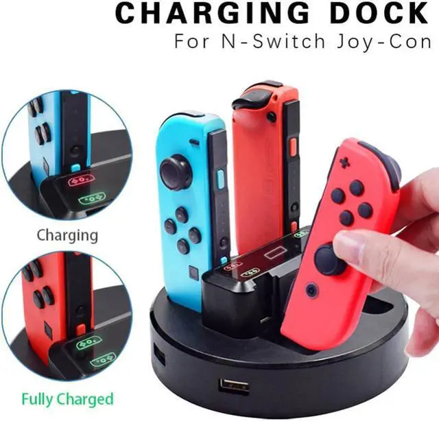 Alt view image 3 of 3 - 4 Ports 2 Interfaces Game Console Fast Charging Station Dock Handle Seat Charger Charging Dock For Nintendo Switch Joy-con
