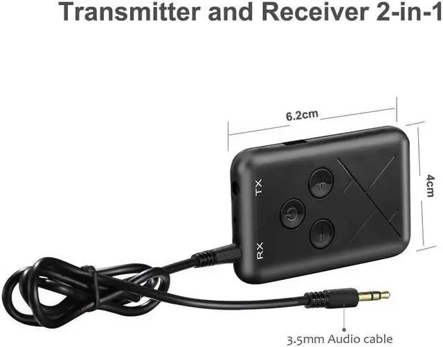 Alt view image 2 of 3 - Bluetooth 4.2 3.5mm Audio Wireless Transmitter Receiver 2 in 1 Adapter Stereo Audio for TV Car Speaker Music