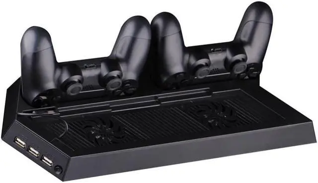 Alt view image 2 of 3 - Console Holder Fan Cooler Gamepad Handles Charger USB Hub + Joystick Cap for PS4