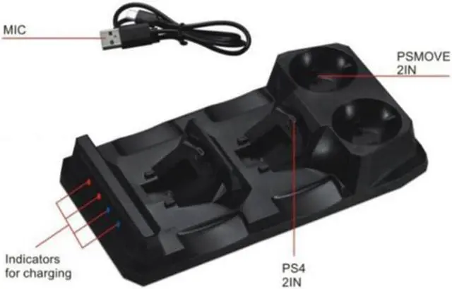 Alt view image 2 of 3 - 4 in 1 Controller Charging Dock Station Stand for Playstation PS4 PSVR VR Move Quad Charger for PlayStation MOVE Controller