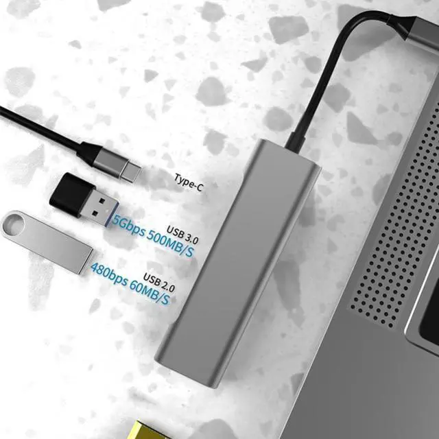 Alt view image 3 of 3 - Cable Hub Expansion Dock Anti-interference Stable Output 4 in 1 Type-C to HDMI-compatible USB PD Docking Stand for Computer