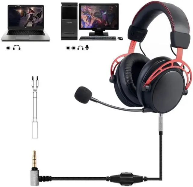 Alt view image 3 of 3 - Gaming Cable Audio Cord Extension 2m Long Headphones for Cloud Mix Cloud Alpha Headphones Noise Canceling Headset Cable