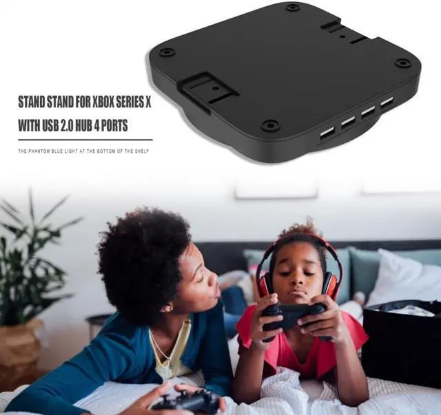 Alt view image 2 of 3 - Portable Plastic Game Console Bracket with 4 USB Ports 2.0 HUB Home Controller Holder for Xbox Series X