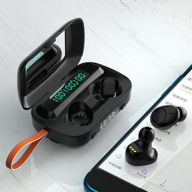 Alt view image 3 of 3 - 2000mAh Wireless Bluetooth Headphone LED Flashlight Makeup Mirror Sport Headset TWS Silicone Earbuds Earphone for All Phone