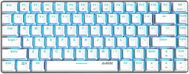 AJAZZ AK33 Mechanical Gaming Keyboard Bluetooth,White Lighting Modes,82  Keys 100% Anti-Ghosting Mechanical Keyboard for Laptop, Windows,MAC, PC  Games and Work, White Keyboard(Red Switch) 