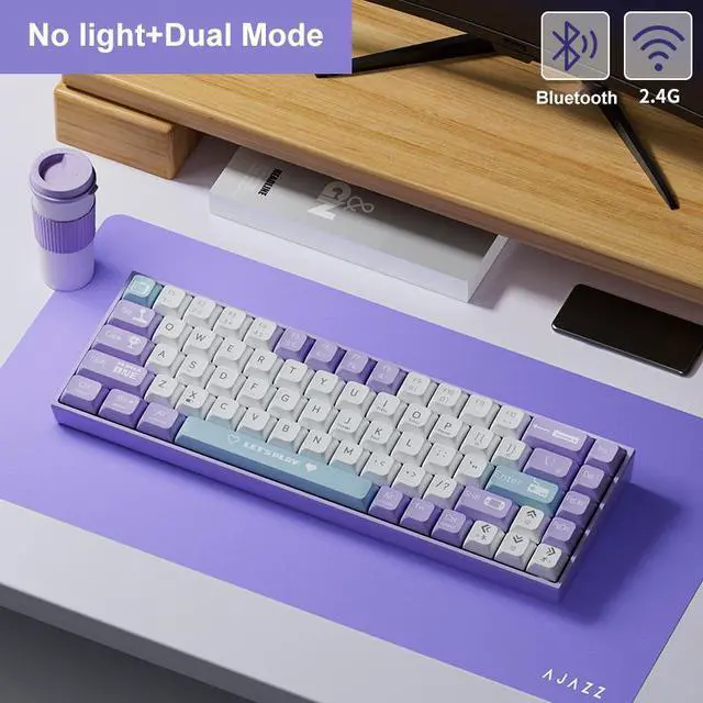 Main image of AJAZZ AK680 65% Gaming Mechanical Keyboard Wired Wireless Bluetooth Gamer Keyboard Hot Swap Custom Keycap Gasket for Pc Laptop White/Blue