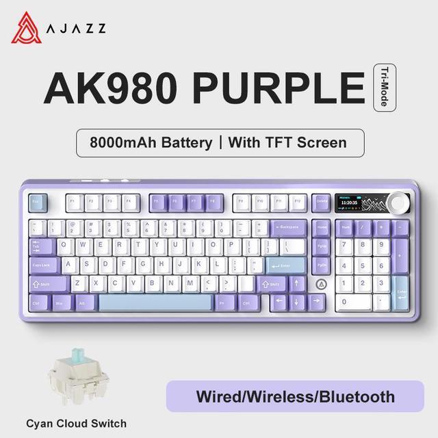 Main image of Ajazz AK980 Gaming Mechanical Keyboard with Color Screen 98 Keys RGB Bluetooth Wireless Keyboard Gamer 8000mAh For PC Laptop Green