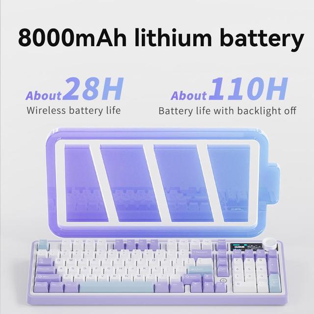 Alt view image 7 of 7 - Ajazz AK980 Gaming Mechanical Keyboard with Color Screen 98 Keys RGB Bluetooth Wireless Keyboard Gamer 8000mAh For PC Laptop Green