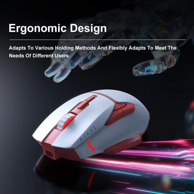 Alt view image 6 of 7 - Ajazz AJ039 Wireless Gaming Mouse RGB 7 Buttons Tri-mode Wired Bluetooth Mouse PAW3212 Ergonomic Design for PC Laptop Desktop